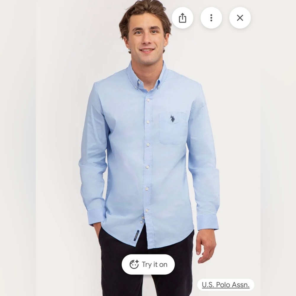 U.S. Polo Assn. Classic Blue Cotton Dress Shirt